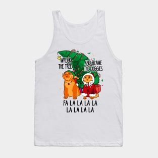 Cats Christmas. Cats Destroying Christmas Tree. Tank Top